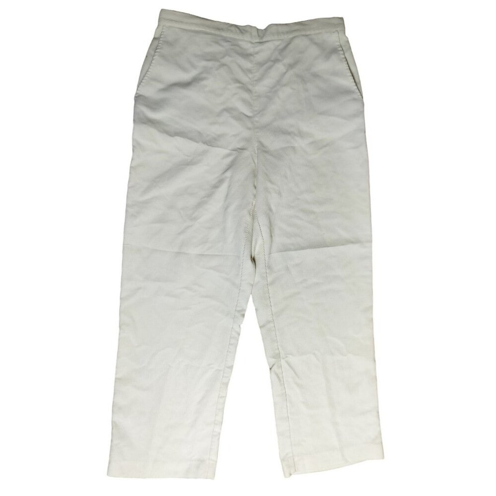 Alfred Dunner Womens Elastic Waist Beige Trousers Size 14 85% Polyester 15% Nylo